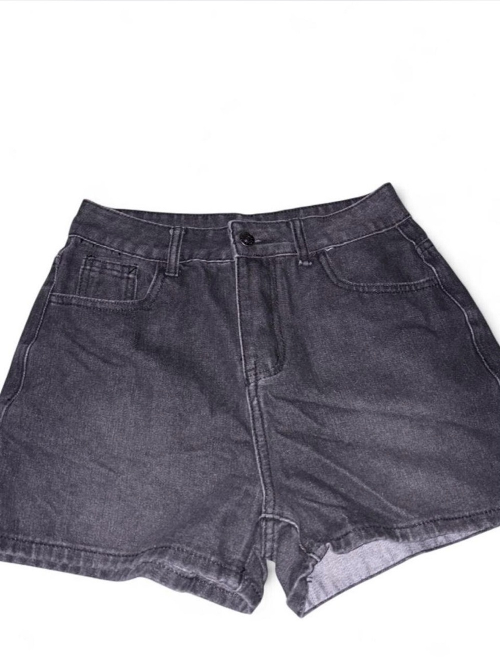 ROMWE Black High-Waist Denim Shorts